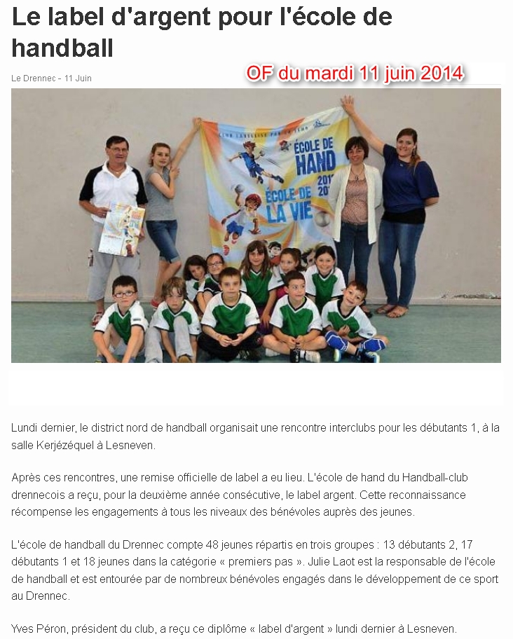 2014-06-11-HBCD-Le label d'argent pour l'école de handball-OF